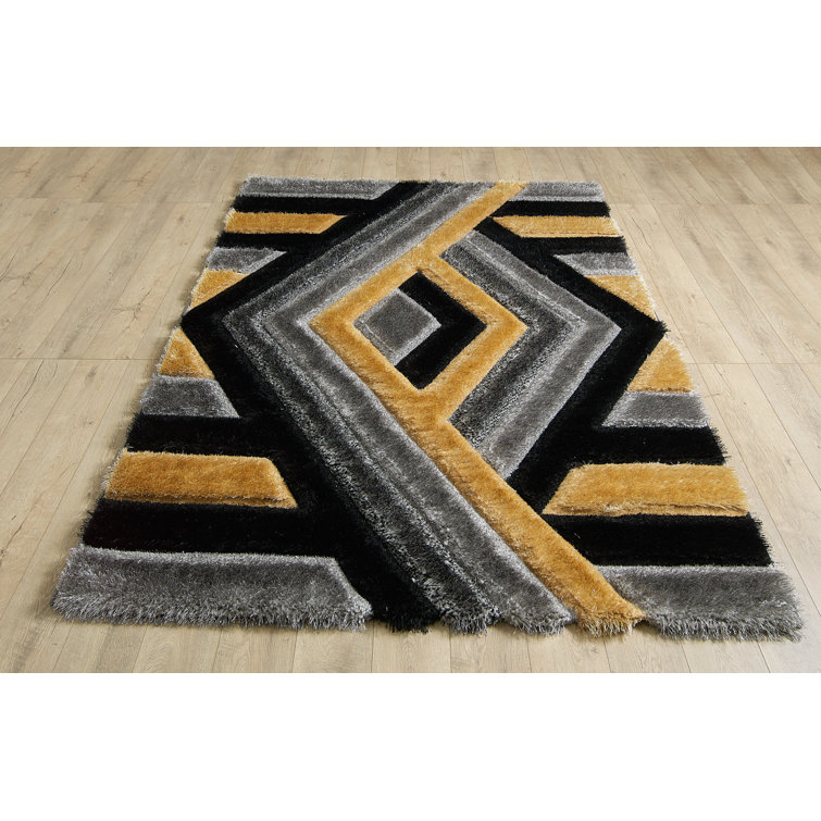 Fairmont Park Van Nuys Power Loomed Polyester Gold/Grey Rug Wayfair.co.uk
